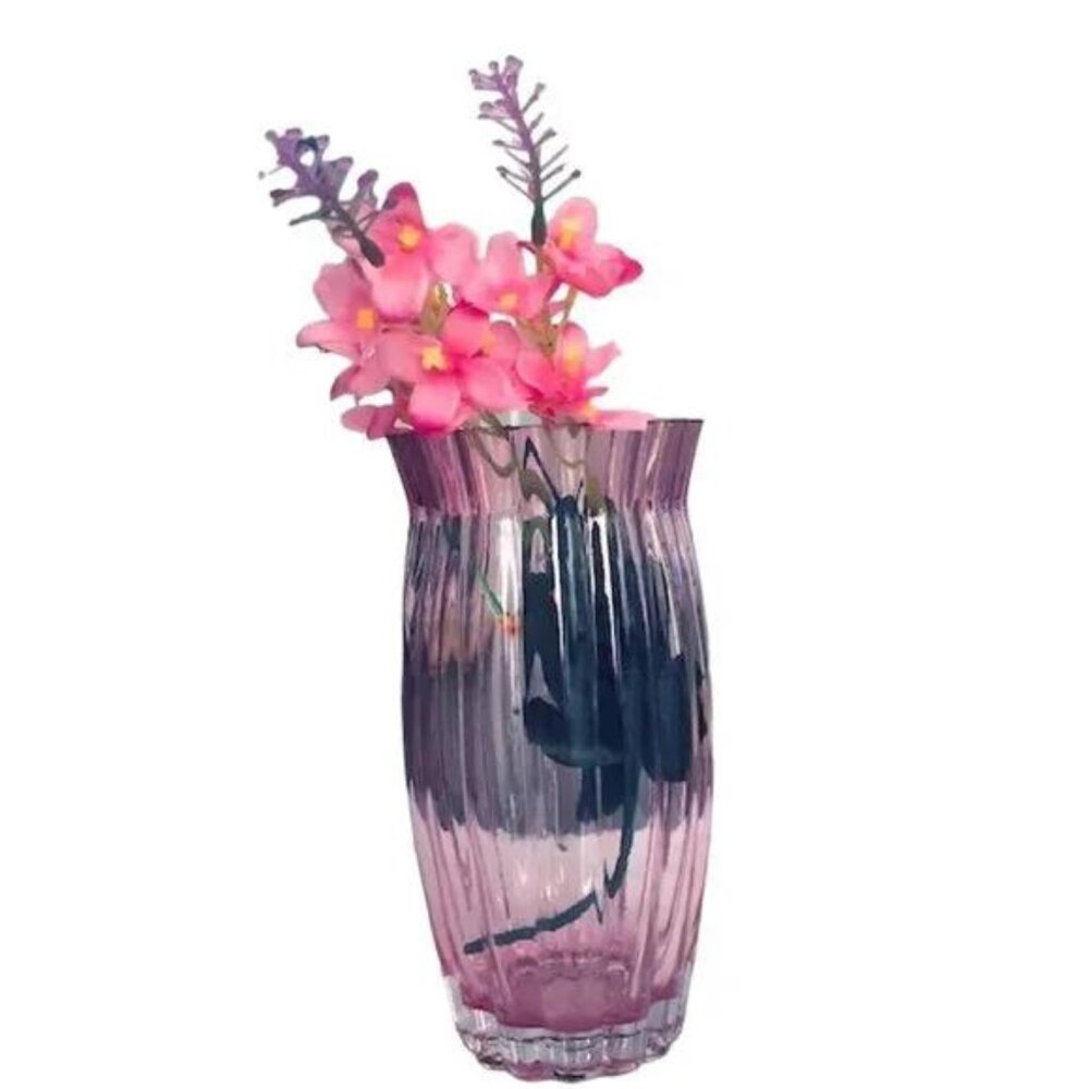 Petal Pink Swirl Fluted Vase